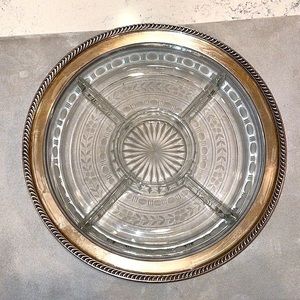 Antique Solid Sterling Silver Watson 5 Section Acid Etched Serving Platter EUC